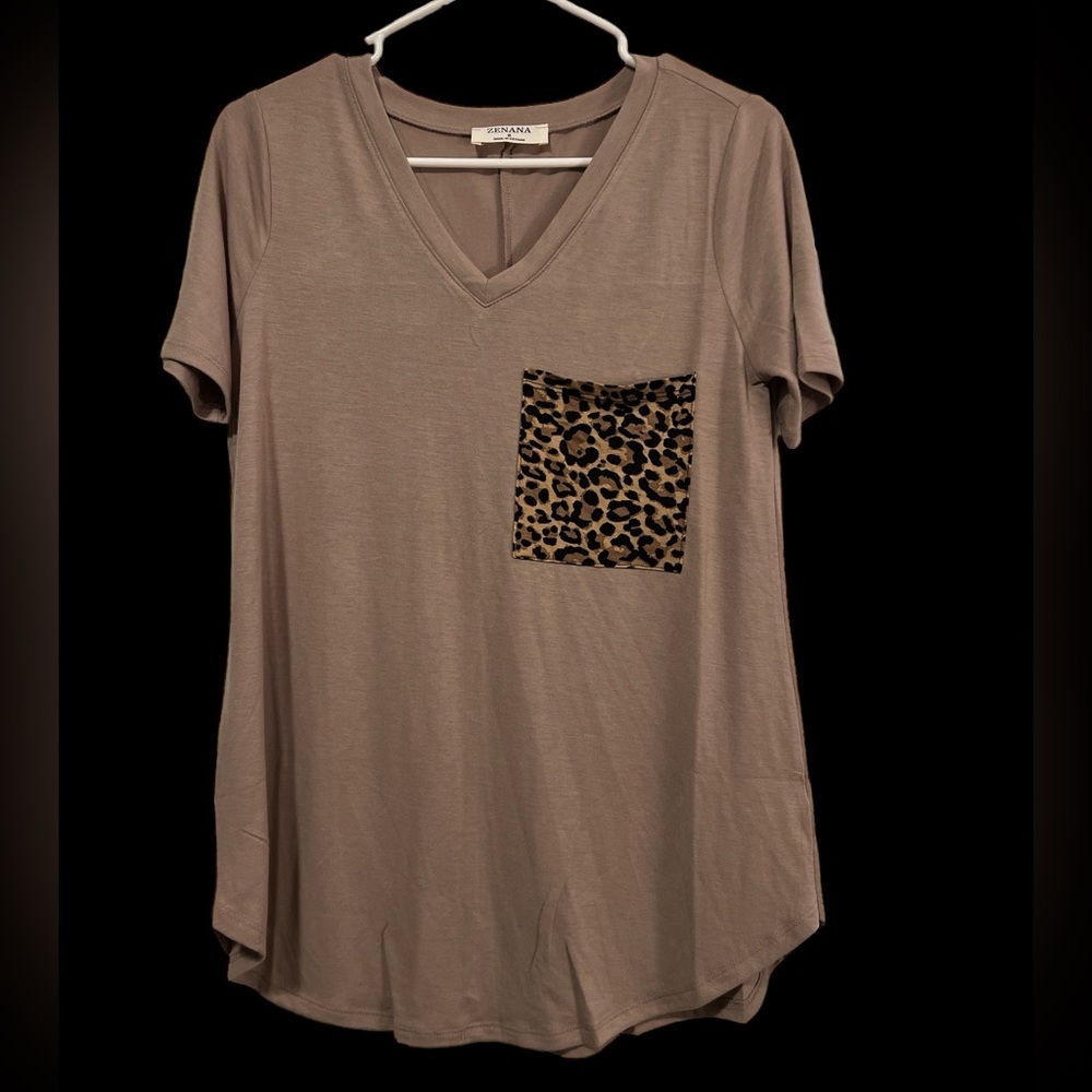 Tan leopard pocket shirt